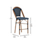 Navy & White/Natural Frame |#| 2 Pack All-Weather Commercial Paris Stools with Bamboo Print Frame-Black/White