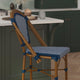 Navy & White/Natural Frame |#| 2 Pack All-Weather Commercial Paris Stools with Bamboo Print Frame-Black/White