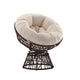 Beige Cushion/Brown Frame |#| Brown Swivel Patio Papasan Lounge Chair with Beige Cushion - Accent Chair