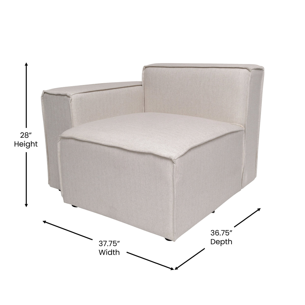 Cream |#| Contemporary Modular Sectional Sofa Left Side Chair with Armrest - Cream Fabric