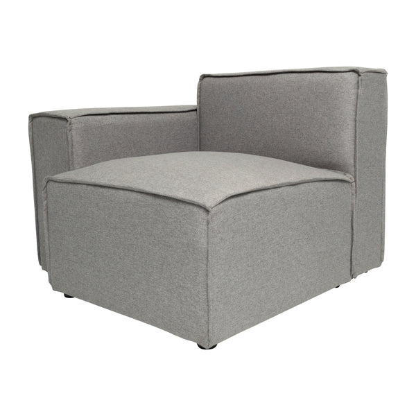 Gray |#| Contemporary Modular Sectional Sofa Left Side Chair with Armrest - Gray Fabric