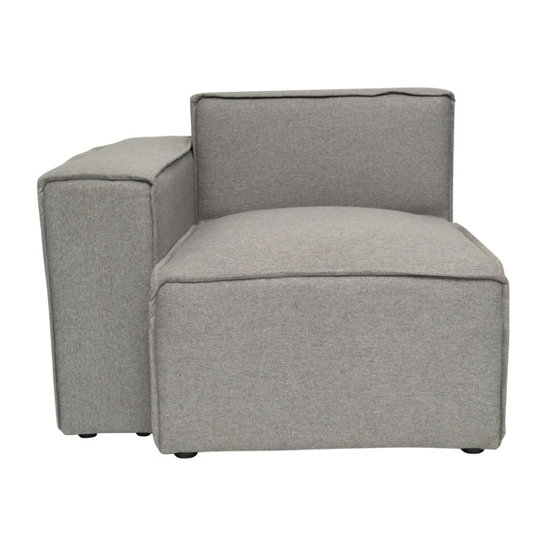 Gray |#| Contemporary Modular Sectional Sofa Left Side Chair with Armrest - Gray Fabric