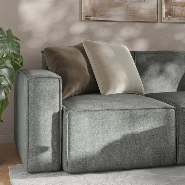 Dark Gray |#| Contemporary Modular Sectional Sofa Left Side Chair with Armrest - DK GY Fabric