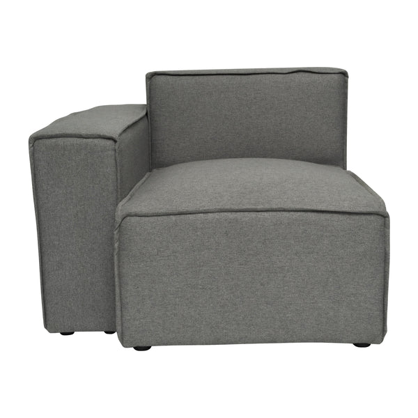 Dark Gray |#| Contemporary Modular Sectional Sofa Left Side Chair with Armrest - DK GY Fabric