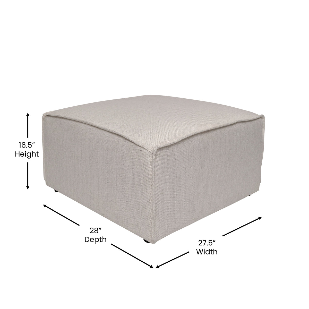 Cream |#| Contemporary Modular Sectional Sofa Ottoman in Cream Fabric