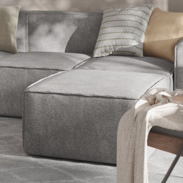 Gray |#| Contemporary Modular Sectional Sofa Ottoman in Gray Fabric