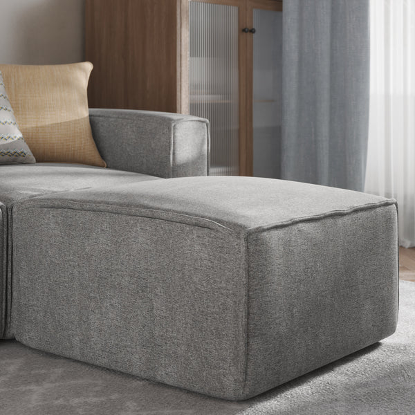 Gray |#| Contemporary Modular Sectional Sofa Ottoman in Gray Fabric