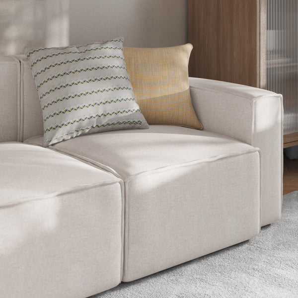 Cream |#| Contemporary Modular Sectional Sofa Right Side Chair with Armrest - Cream Fabric
