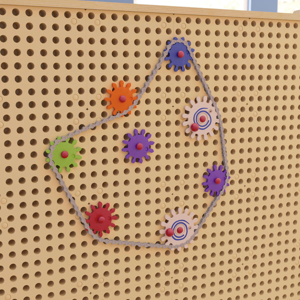 Multicolor 79 Piece Chain and Gears Accessory Set for Modular STEAM Wall Systems