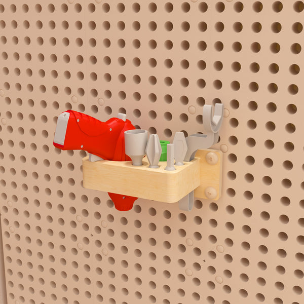 8 Piece Modular STEAM Wall Tool and Holder Accessory Kit with Working Drill