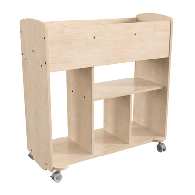 Bright Beginnings Commercial Grade Double Sided Space Saving Wooden Mobile Storage Cart with Locking Caster Wheels - View 1