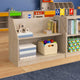 Commercial Grade Natural Finish Wooden Classroom 2 Tier Display Shelf Unit