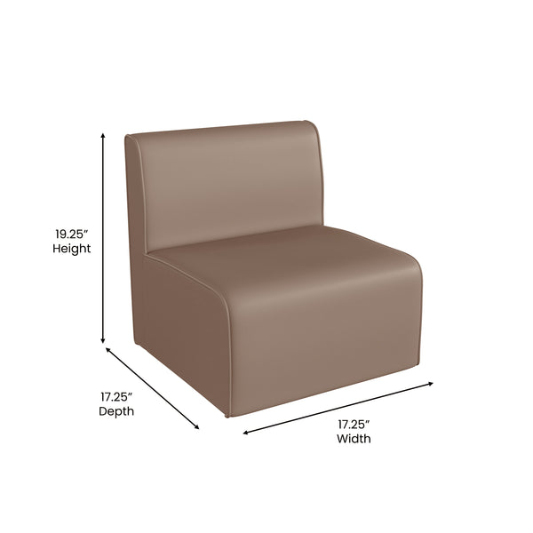 Commercial Grade Armless Modular 1-Seater Classroom Sofa - Neutral Vinyl