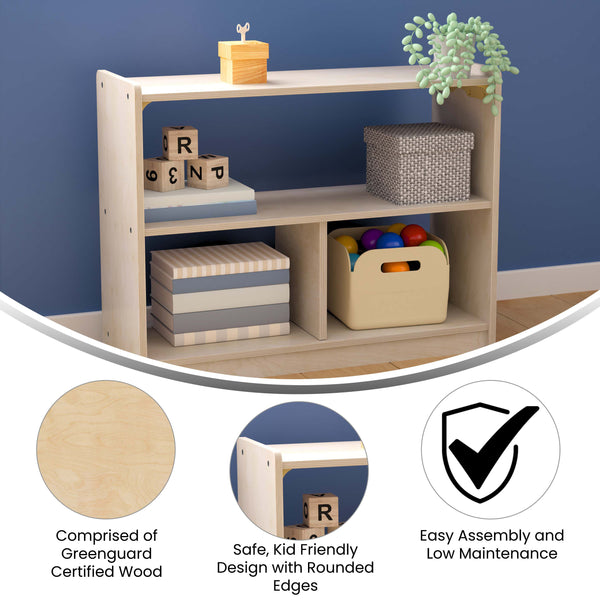 Wooden 3 Section Commercial Grade Modular Classroom Storage Cabinet, Natural