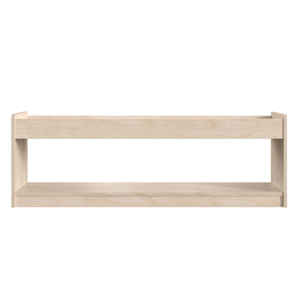 Commercial Grade Natural Finish Wooden Classroom 2 Tier Display Shelf Unit