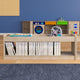 Commercial Grade Natural Finish Wooden Classroom 2 Tier Display Shelf Unit