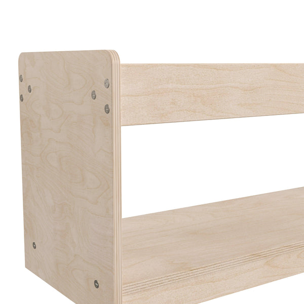 Commercial Grade Natural Finish Wooden Classroom 2 Tier Display Shelf Unit