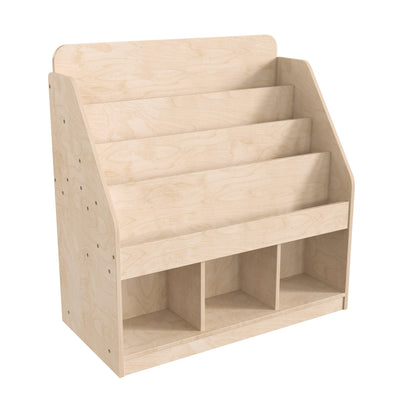 Bright Beginnings Commercial Grade Modular Wooden Classroom Tiered Bookstand with Storage Compartments - View 1