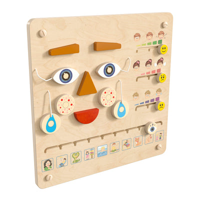 Bright Beginnings Commercial Grade STEAM Wall Activity Board with Natural Finish and Multicolor Accents, Feelings and Moods - View 1