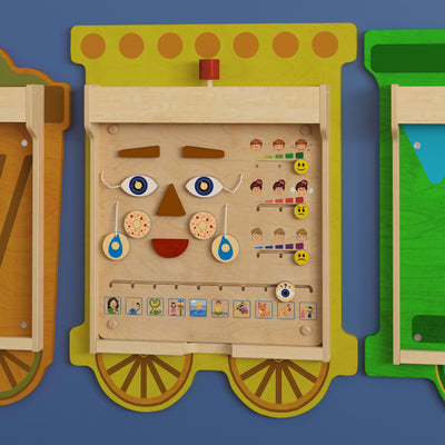 Bright Beginnings Commercial Grade STEAM Wall Activity Board with Natural Finish and Multicolor Accents, Feelings and Moods - View 2