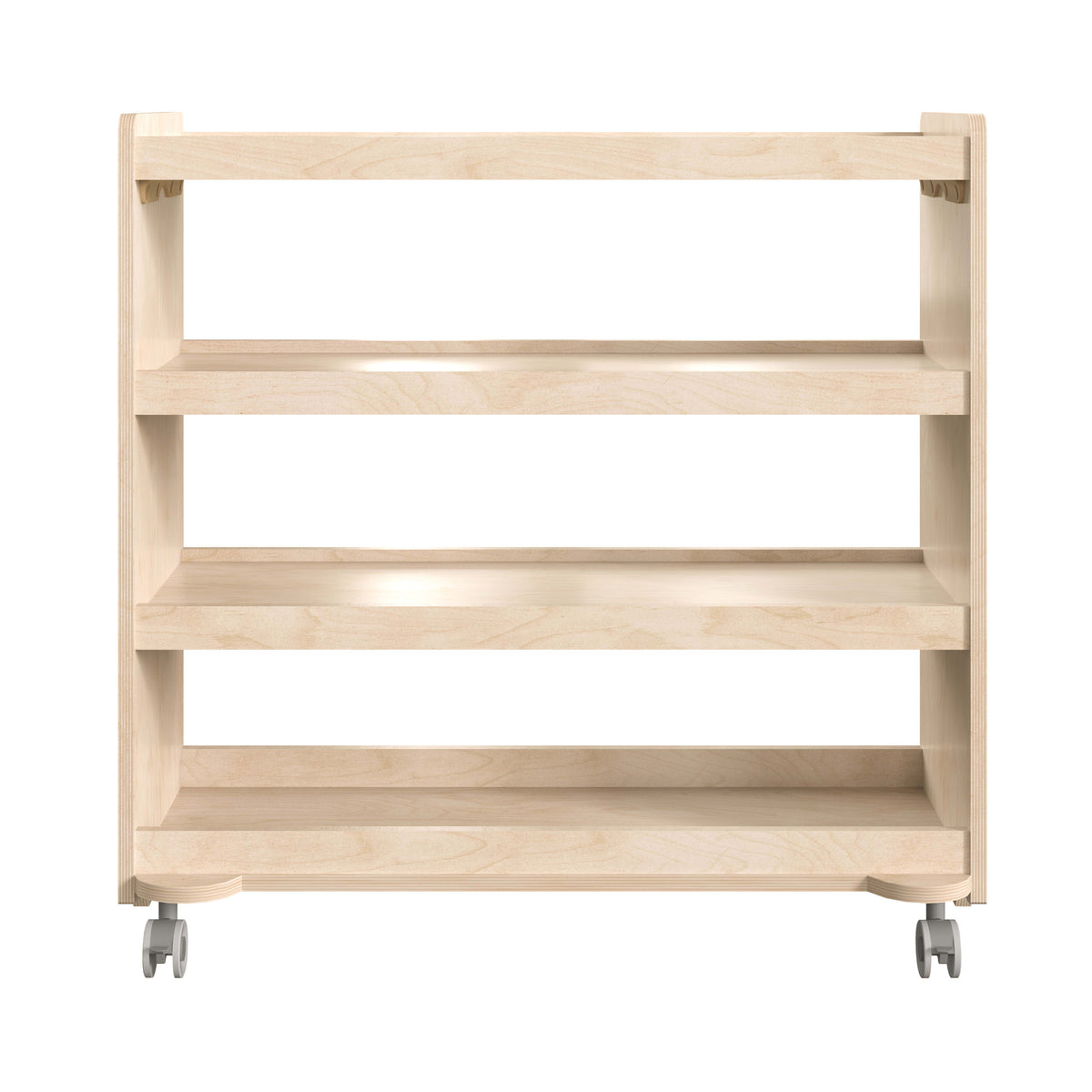 Commercial Grade Natural Finish Wooden Classroom 4 Shelf Mobile Storage Cart