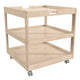 Commercial Grade Natural Wooden 3 Shelf Square Classroom Mobile Storage Cart