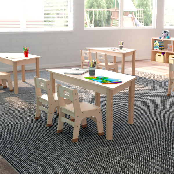 Commercial Grade Trapezoid Wooden Classroom Activity Table - Beech