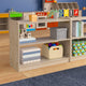 Commercial Grade Natural Finish Wooden Classroom 2 Shelf Storage Unit, Kid Safe