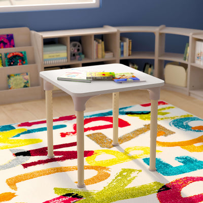 Bright Beginnings Commercial Grade Wooden Adjustable Height Classroom Activity Table - Metal Legs Adjust From 15"H - 23"H - View 2