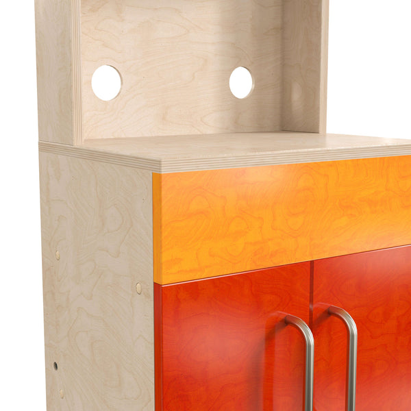 Wooden Commercial Grade Kid's Kitchen Cabinet with Microwave and Storage