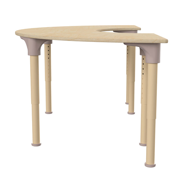 Commercial Grade Adjustable Height Half Circle Wood Activity Table - Beech