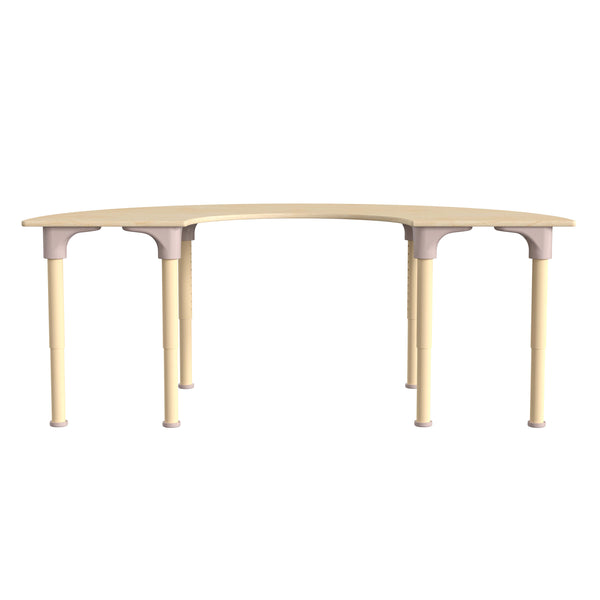 Commercial Grade Adjustable Height Half Circle Wood Activity Table - Beech