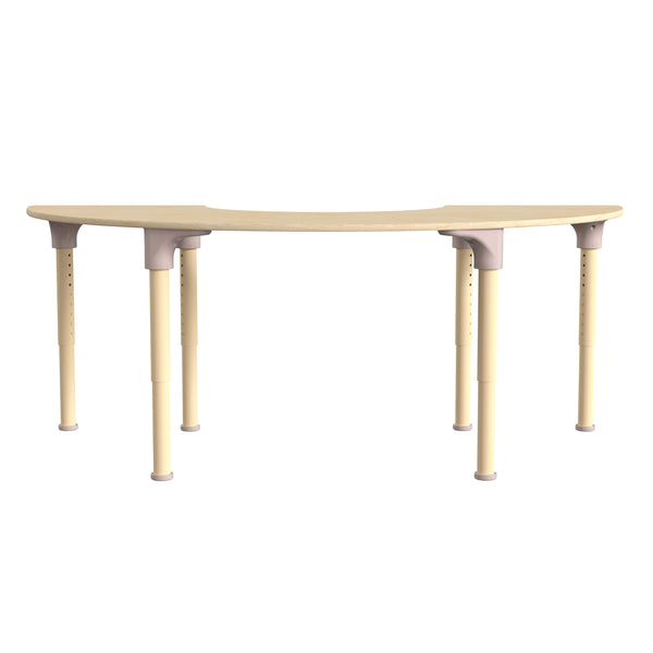 Commercial Grade Adjustable Height Half Circle Wood Activity Table - Beech