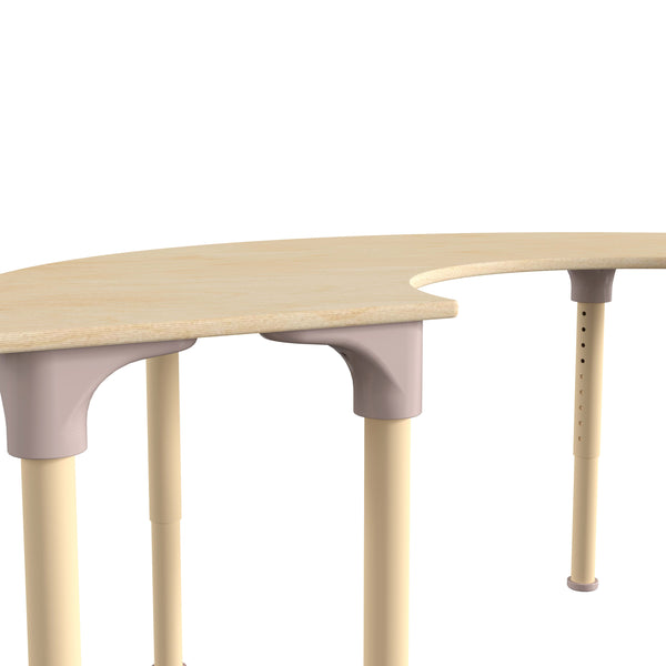 Commercial Grade Adjustable Height Half Circle Wood Activity Table - Beech