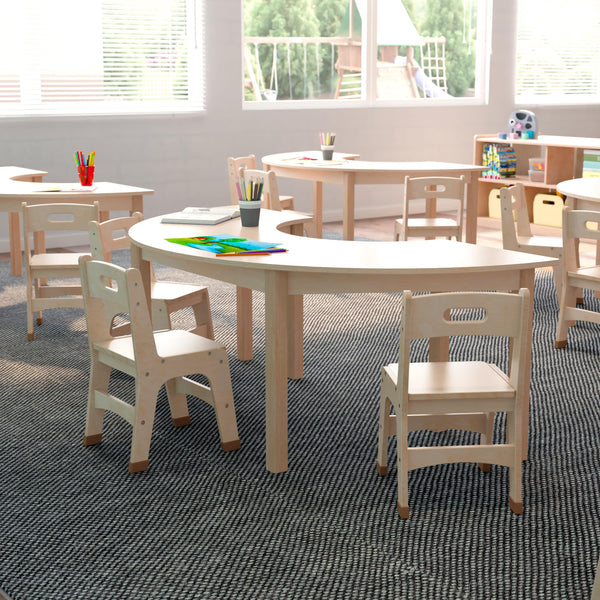 Commercial Grade Half Circle Wooden Classroom Activity Table - Beech