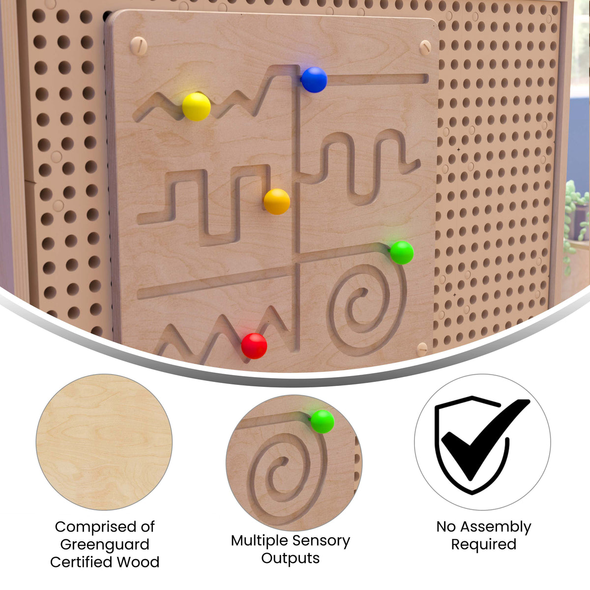 Commercial Grade STEAM Wall Wooden Maze Motor Skills Accessory Board - Natural