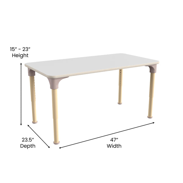 Commercial Grade Adjustable Height Rectangle Wood Activity Table - Beech/White