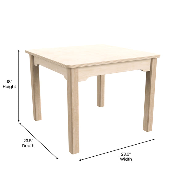 Commercial Grade 23.5inch Square Wooden Preschool Classroom Activity Table - Beech