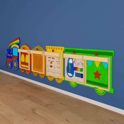 Bright Beginnings Commercial Grade Wooden Train STEAM Wall System with 5 Accessory Panel Holders - View 2