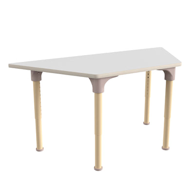 Bright Beginnings Commercial Grade Wooden Trapezoid Adjustable Height Classroom Activity Table - Metal Legs Adjust From 15"H - 23"H - View 1