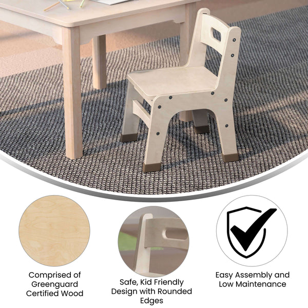 Commercial Grade 10 Inch Natural Wood Classroom Chairs with Carry Handle-2 Pack