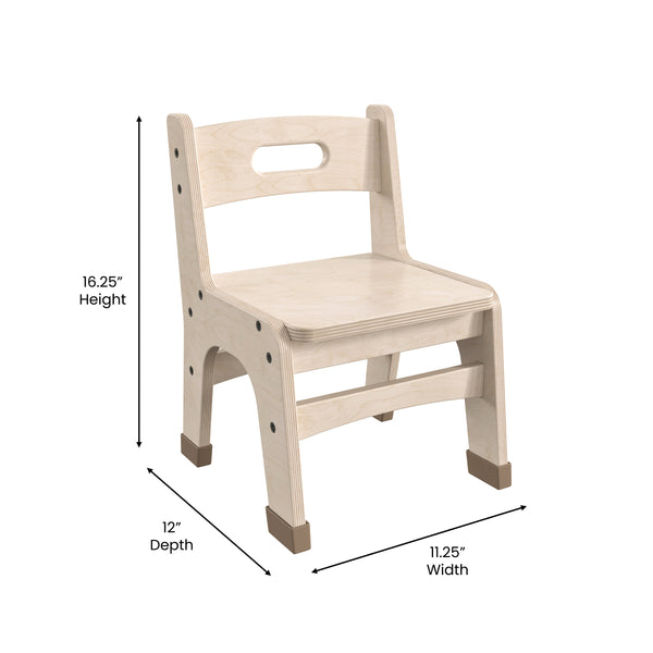 Commercial Grade 9 Inch Natural Wood Classroom Chairs with Carry Handle-2 Pack