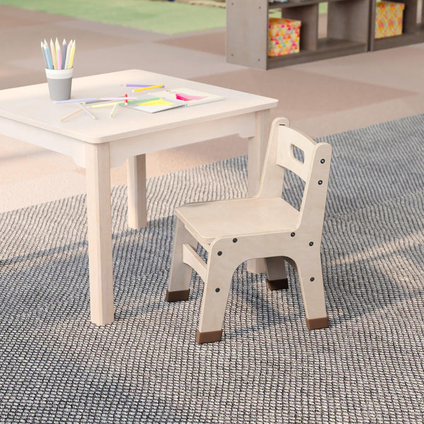 Commercial Grade 10 Inch Natural Wood Classroom Chairs with Carry Handle-2 Pack