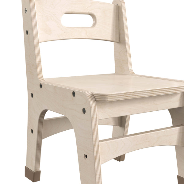 Commercial Grade 10 Inch Natural Wood Classroom Chairs with Carry Handle-2 Pack