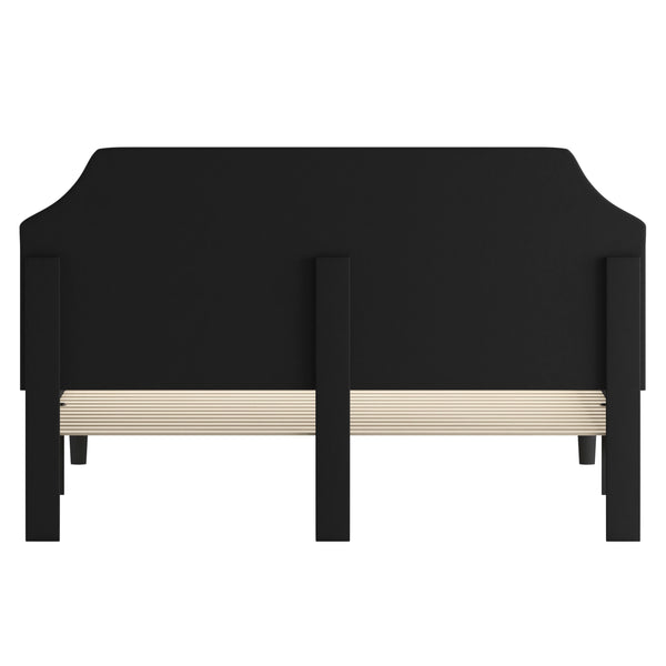 Black,King |#| King Size Arched Tufted Upholstered Platform Bed in Black Fabric