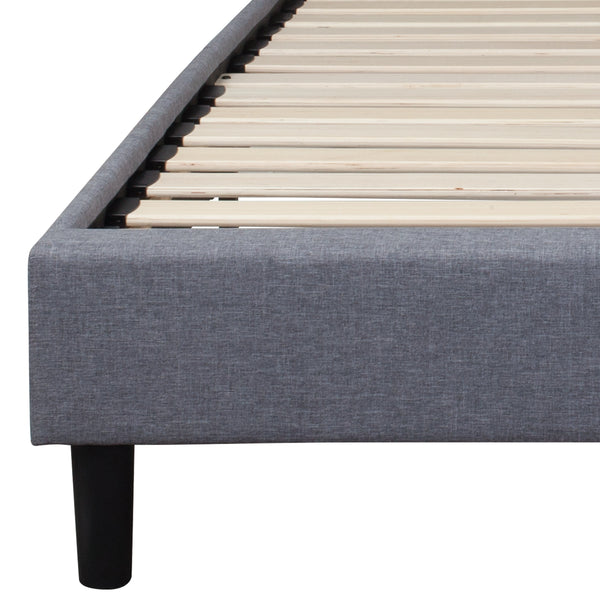 Light Gray,Full |#| Full Size Arched Tufted Upholstered Platform Bed in Light Gray Fabric