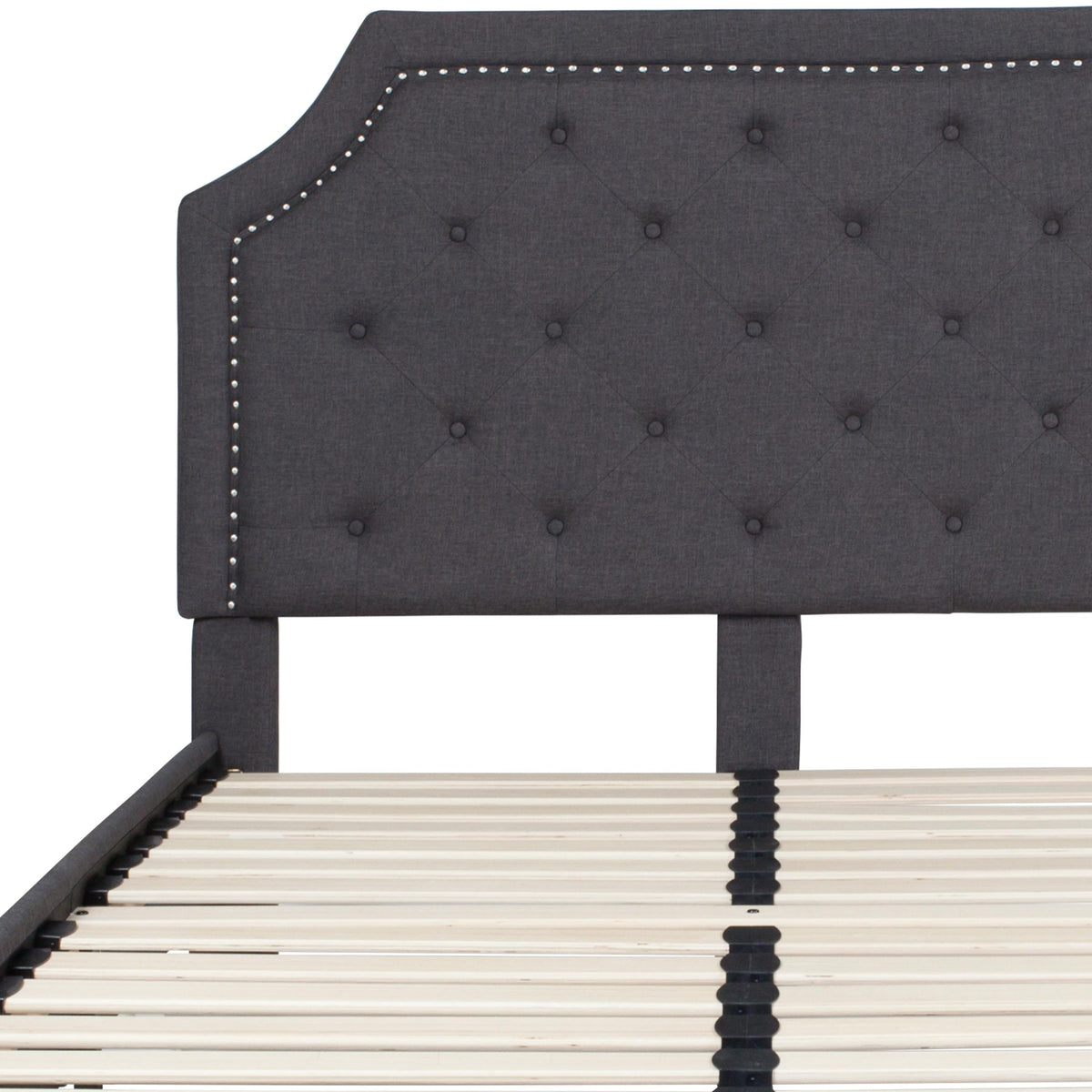 Dark Gray,Full |#| Full Size Arched Tufted Upholstered Platform Bed in Dark Gray Fabric
