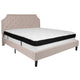 Beige,King |#| King Size Arched Tufted Beige Fabric Platform Bed with Memory Foam Mattress
