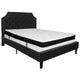 Black,Queen |#| Queen Size Arched Tufted Black Fabric Platform Bed with Memory Foam Mattress