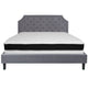 Light Gray,King |#| King Size Arched Tufted Light Gray Fabric Platform Bed with Memory Foam Mattress